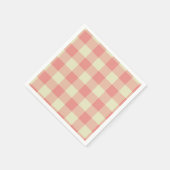 Peach Pink and Cream Gingham Pattern Serviette (Ecke)