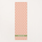 Peach Pink And Olive Green Trellis Pattern Yogamatte (Vorderseite)
