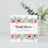 Peach Pink Aquarell Blume Modernes Brautparty Einladung (Stehend Vorderseite)