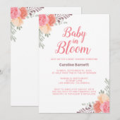 Peach Pink Baby in Bloom Baby Dusche Einladung (Vorne/Hinten)