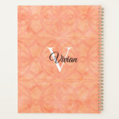 Peach Pink Batik Elegante Monogram Name Planer (Rückseite)