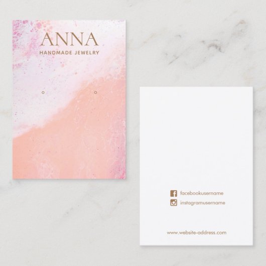 Peach Pink Beach Earring Juwelier Display Visitenkarte (Vorne/Hinten)