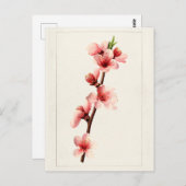 Peach Pink Blume Aquarellmalerei Postkarte (Vorne/Hinten)