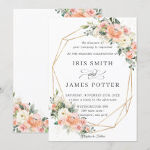 Peach Pink Blush Elfenbeinblume Hochzeitgeometrie