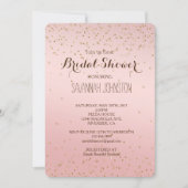 Peach Pink Blush Gold Glitz Confetti bridi Einladung (Vorderseite)