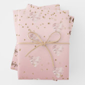 Peach Pink Blush Gold Glitz Confetti Sparkle Herz Geschenkpapier Set (Beispiel)
