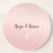 Peach Pink Blush Gold Glitz Confetti Sparkle Herz Getränkeuntersetzer (Vorne)