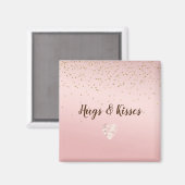 Peach Pink Blush Gold Glitz Confetti Sparkle Herz Magnet (Vorderseite/Rückseite)