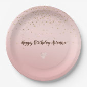 Peach Pink Blush Gold Glitz Confetti Sparkle Herz Pappteller (Vorderseite)