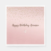 Peach Pink Blush Gold Glitz Confetti Sparkle Herz Serviette (Vorderseite)