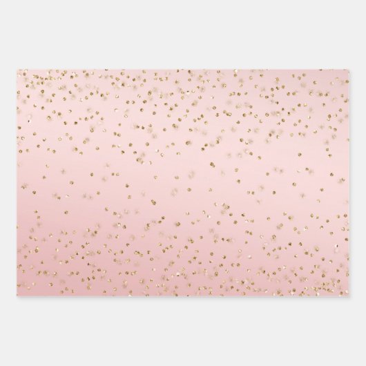 Peach Pink Blush Gold Glitz Confetti Sparkone Geschenkpapier Set (Vorderseite 3)