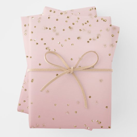 Peach Pink Blush Gold Glitz Confetti Sparkone Geschenkpapier Set (Beispiel)
