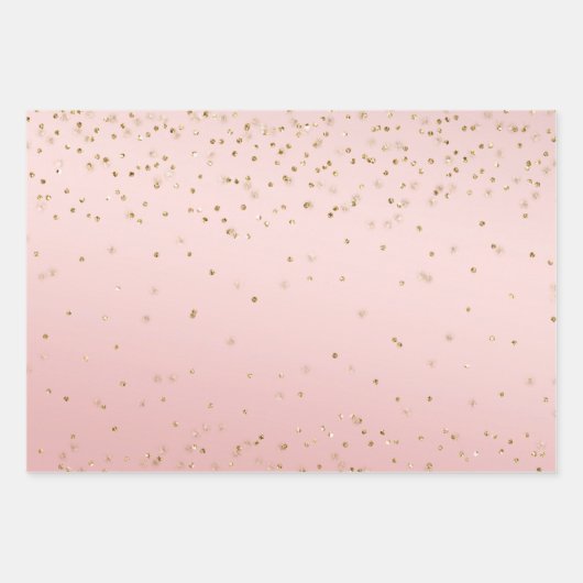 Peach Pink Blush Gold Glitz Confetti Sparkone Geschenkpapier Set (Vorderseite)