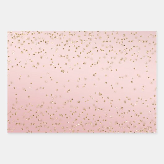 Peach Pink Blush Gold Glitz Confetti Sparkone Geschenkpapier Set (Vorderseite 2)