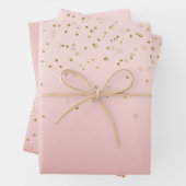 Peach Pink Blush Gold Glitz Confetti Sparkone Geschenkpapier Set (Beispiel)