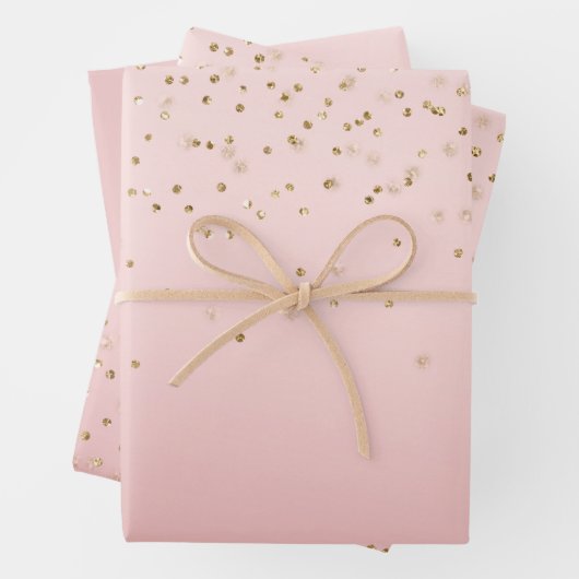 Peach Pink Blush Gold Glitz Confetti Sparkone Geschenkpapier Set (Beispiel)