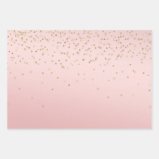 Peach Pink Blush Gold Glitz Confetti Sparkone Geschenkpapier Set (Vorderseite)