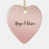 Peach Pink Blush Gold Glitz Confetti Sparkone Keramik Ornament (Rechts)