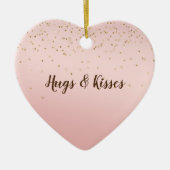 Peach Pink Blush Gold Glitz Confetti Sparkone Keramik Ornament (Vorne)