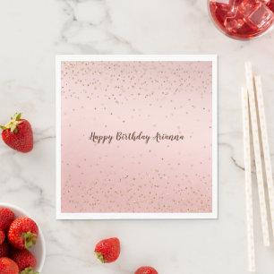 Peach Pink Blush Gold Glitz Confetti Sparkone Serviette