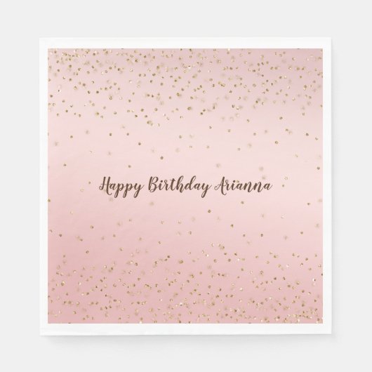 Peach Pink Blush Gold Glitz Confetti Sparkone Serviette (Vorderseite)