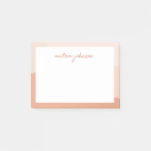 Peach Pink Boho Waves Modernes Script Monogram Post-it Klebezettel (Vorderseite)