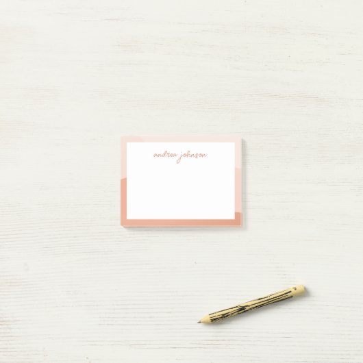 Peach Pink Boho Waves Modernes Script Monogram Post-it Klebezettel (Auf Schreibtisch)