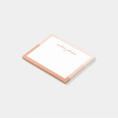 Peach Pink Boho Waves Modernes Script Monogram Post-it Klebezettel (angewinkelt)