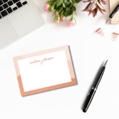 Peach Pink Boho Waves Modernes Script Monogram Post-it Klebezettel