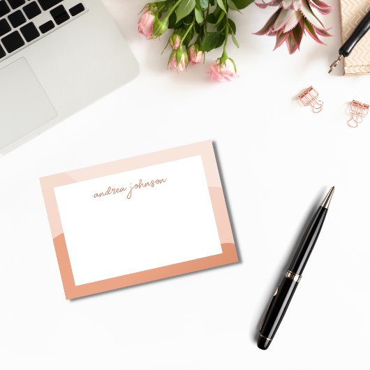 Peach Pink Boho Waves Modernes Script Monogram Post-it Klebezettel