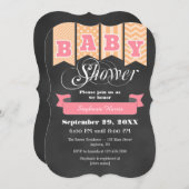 Peach Pink Chalkboard Flag Baby Dusche einladen Einladung (Vorne/Hinten)