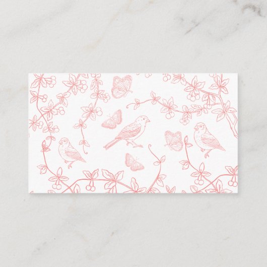 Peach Pink Chinoiserie Diaper Raffel Ticket Begleitkarte (Rückseite)