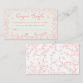 Peach Pink Chinoiserie Diaper Raffel Ticket Begleitkarte (Vorne/Hinten)