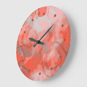 Peach Pink Coral Rounded Squares Art Muster Große Wanduhr (Winkel)