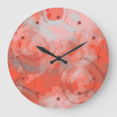 Peach Pink Coral Rounded Squares Art Muster Große Wanduhr (Vorderseite)