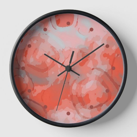 Peach Pink Coral Rounded Squares Art Muster Uhr (Vorderseite)