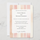 Peach Pink Cream Stripes Wedding Einladung (Vorderseite)