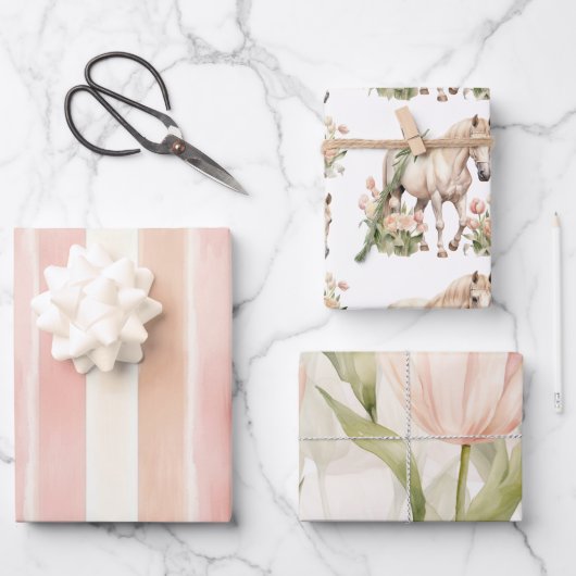 Peach Pink Cream Tulips Geschenkpapier Set (Vorderseite)