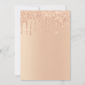 Peach Pink Dripping Glitzer Glam Bling Wedding Einladung (Rückseite)