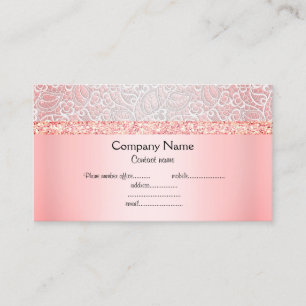 Peach Pink Elegance Lace Business Visitenkarte