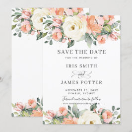 Peach Pink ElfenbeinblumenWedding Save the Date Ca Einladung
