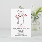 Peach Pink Flamingos Flamingo Black Marble Wedding Einladung (Stehend Vorderseite)
