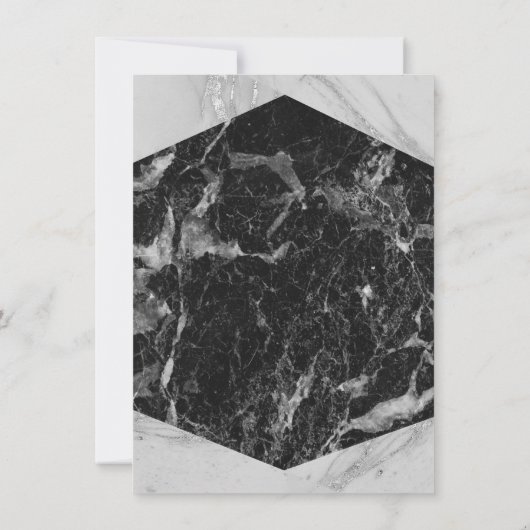 Peach Pink Flamingos Flamingo Black Marble Wedding Einladung (Rückseite)