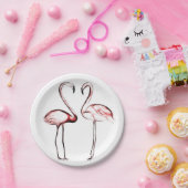 Peach Pink Flamingos Flamingo Chic Trendy Pool Pappteller (Party)