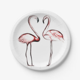 Peach Pink Flamingos Flamingo Chic Trendy Pool Pappteller