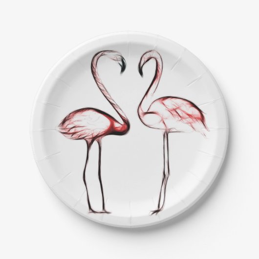 Peach Pink Flamingos Flamingo Chic Trendy Pool Pappteller (Vorderseite)