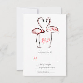 Peach Pink Flamingos Flamingo Elegante Wedding UAW RSVP Karte