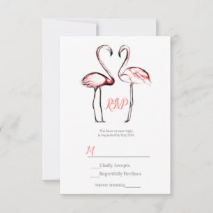 Peach Pink Flamingos Flamingo Elegante Wedding UAW RSVP Karte