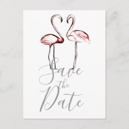 Peach Pink Flamingos Flamingo Marble Save the Date Ankündigungspostkarte