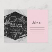 Peach Pink Flamingos Flamingo Marble Save the Date Ankündigungspostkarte (Rückseite)